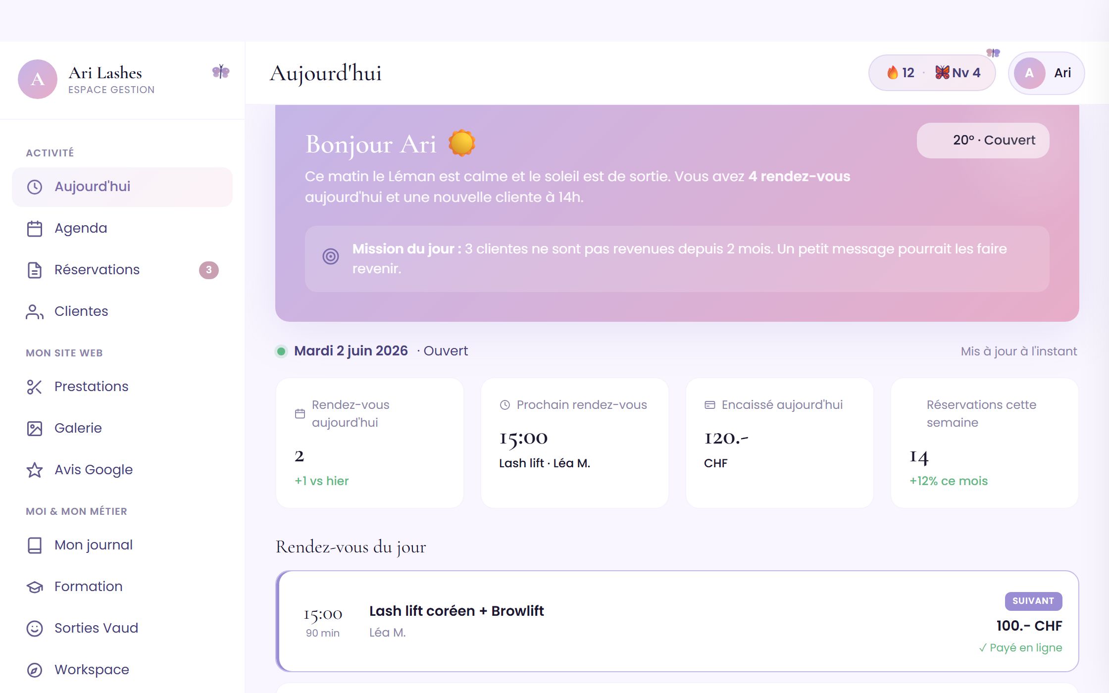 Tableau de bord Suite 360° — démonstration
